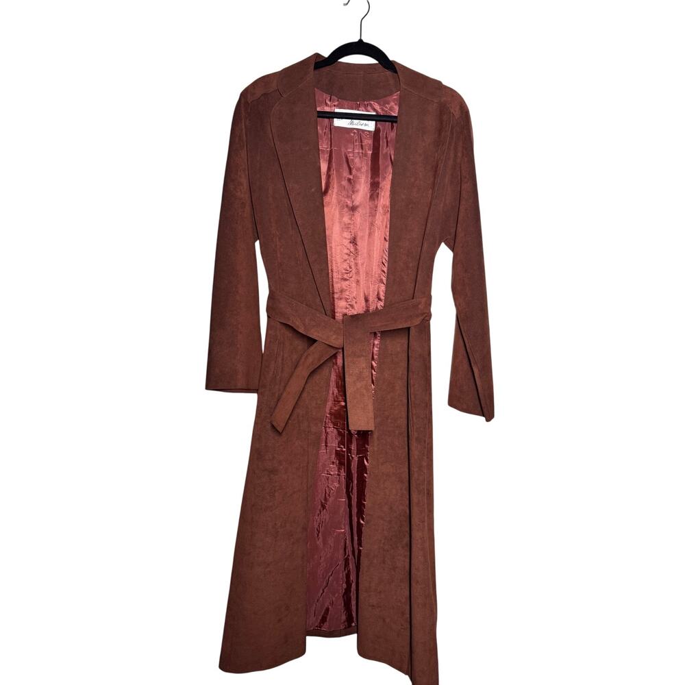 VINTAGE JERRY SILVERMAN SUEDE TRENCH COAT BROWN GORGEOUSE MADE IN USA